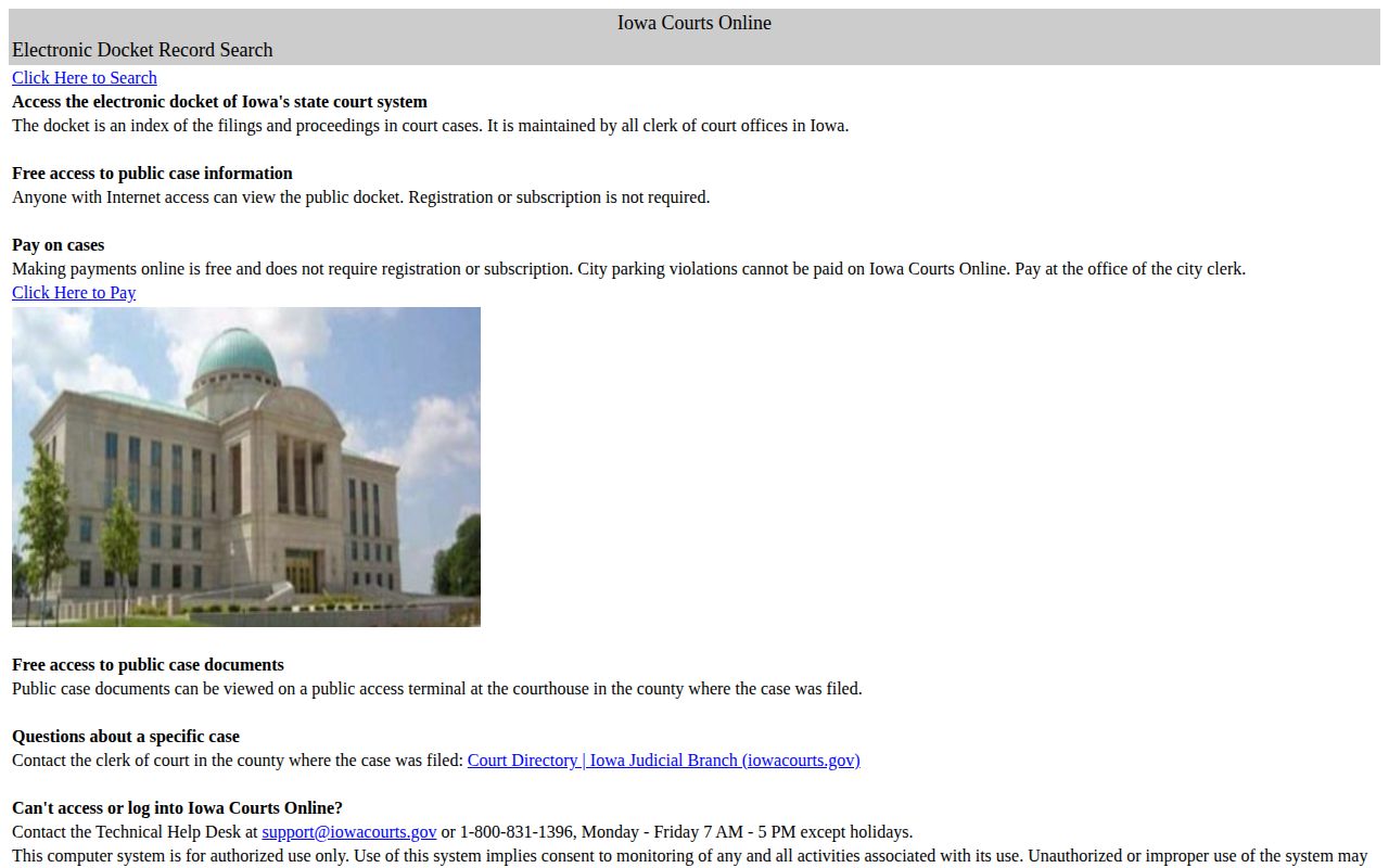 Plymouth County arrest case and disposition search through Iowa Courts Online